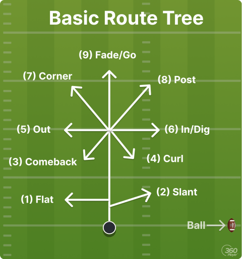 Football 101: Breaking Down The Basics of The Route Tree | 360Player